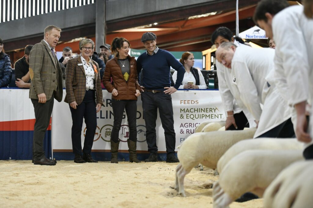 Lloyds Bank Farming Ambassador Adam Henson visits the Borderway Agri Expo event in Carlisle, Cumbria. (Left to right) Adam Henson, Judith Hunter, Emma Gray and Ewan Irvine:29 October 2021 Stuart Walker Copyright Stuart Walker Photography 2021