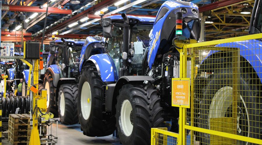 New Holland tractors on the production line