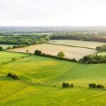 aerial shot of farm fields