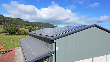 Solar panels on farm building