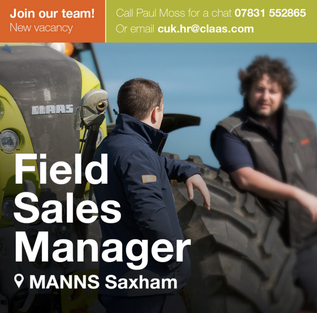 Field Sales Manager job advert on farm machinery website