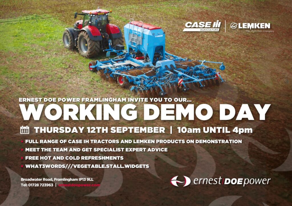 Ernest Doe Power Working Demo Day event on farm machinery website