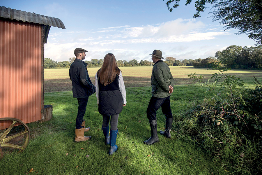 three landowners looking at rural farmland for diversification