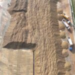 aerial view of piles of sugar beet