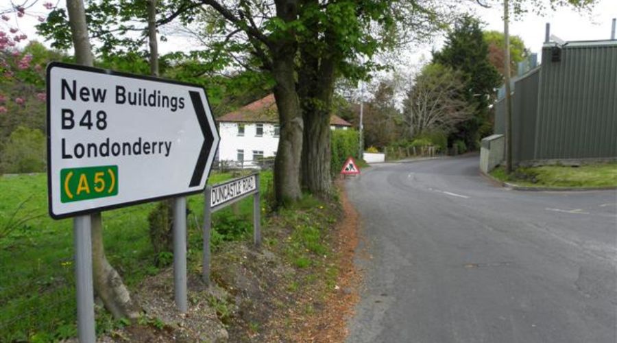 road with a sign saying A5 Londonderry