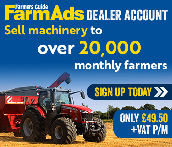 FarmAds dealer account signup banner on farm machinery website