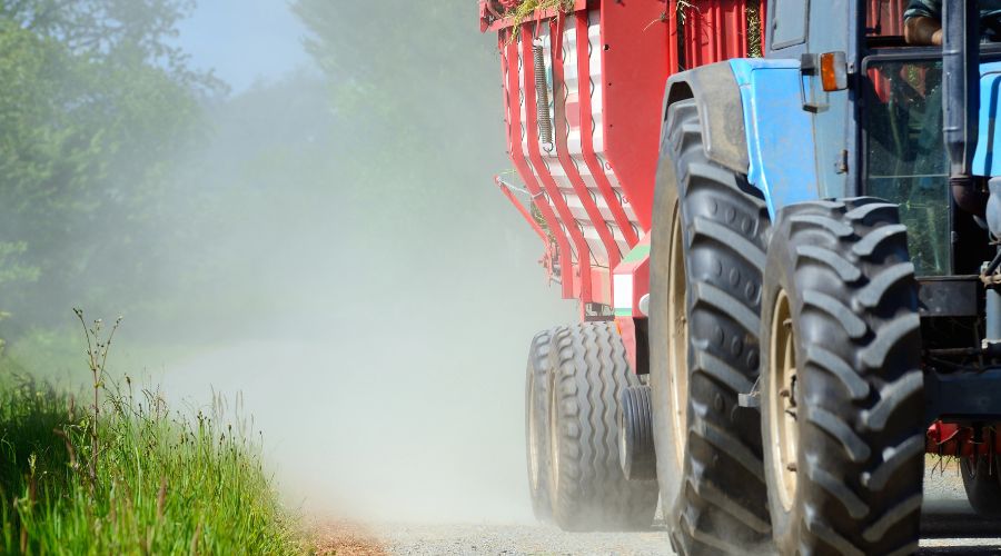 The A143 is down to one lane in both directions in Stuston after a tractor overturned on roundabout with the A140, Suffolk Police confirmed.