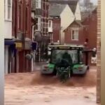 Tractor had triggered a wave of water that hit local businesses and houses, smashing windows on Tenbury Wells high street.