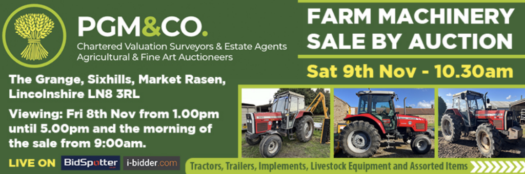 PGM auction event on farm machinery website