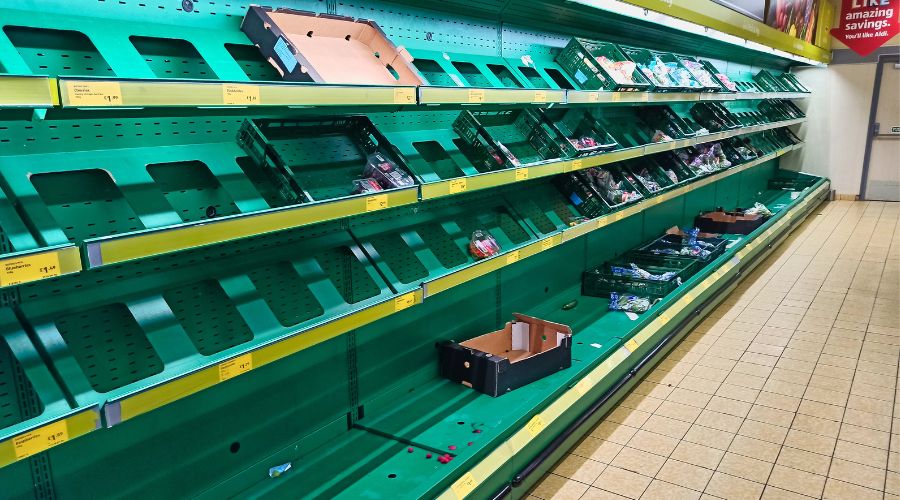 supermarket shelves empty