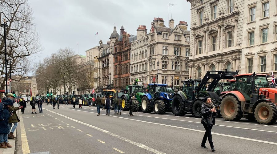 Hundreds of farmers took their tractors to London today to attend a protest that aims at highlighting the current threats to British farming.