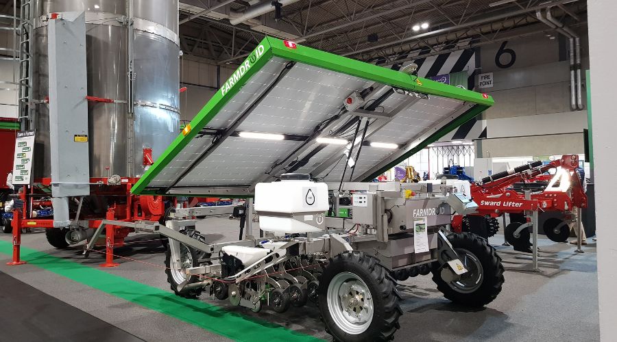 FarmDroid robot on a stand at lamma event