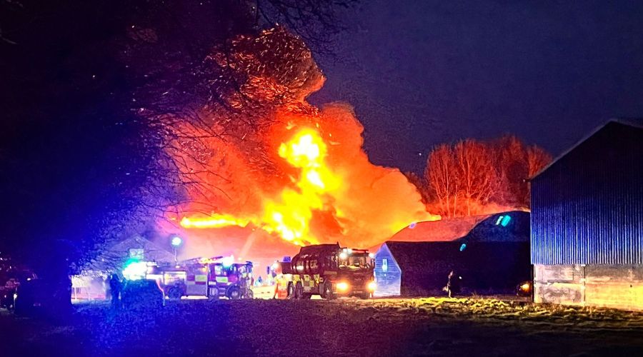 farm building on fire