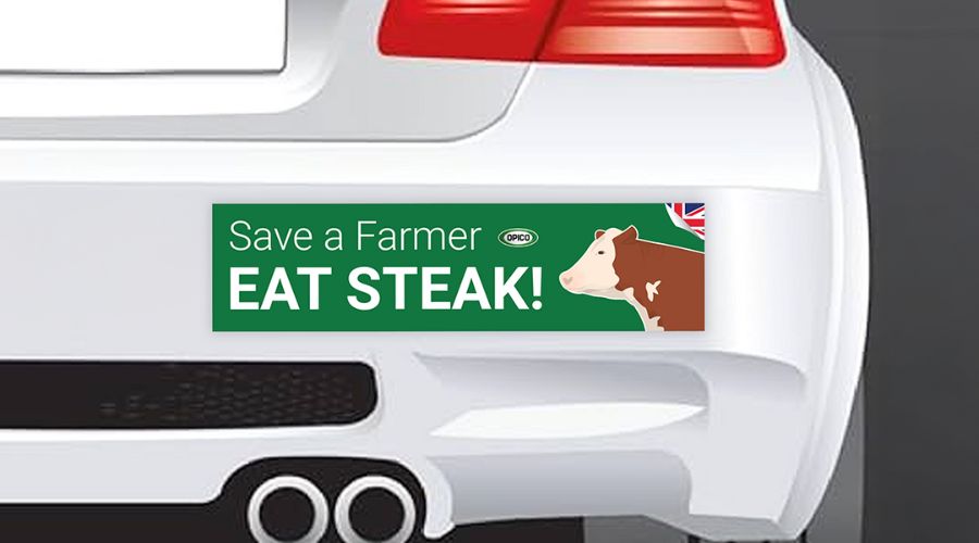 A Lincolnshire-based machinery distributor, OPICO, is giving away bumper stickers at LAMMA show to promote British agriculture.