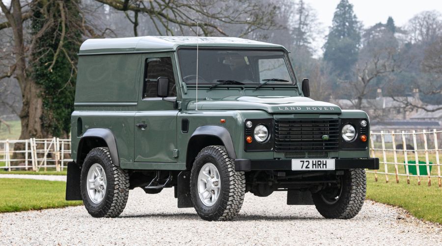 Keswick Green Land Rover defender 90 owned by King Charles, with 72 HRH registration plate 