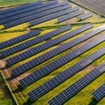 Big solar panel field in sunlight Photovolt