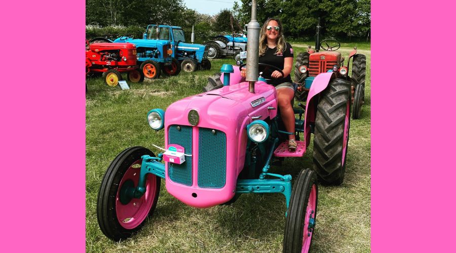 Anna Griffiths from Northamptonshire painted her 1957 Fordson Dexta tractor pink to raise money for Dementia UK.