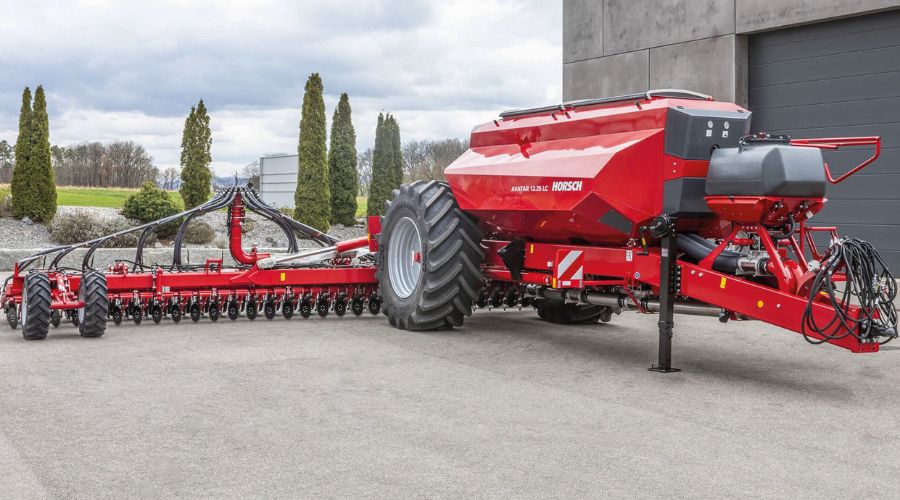 Horsch direct drill in barn entrance